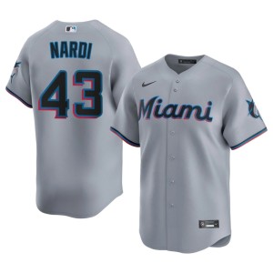 Replica #43 MIA Marlins Gray Andrew Nardi Men's Jersey 852050-210