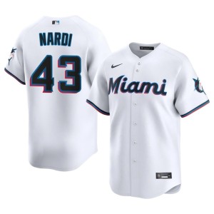 Game Miami Marlins Andrew Nardi White Mens #43 Jersey 408017-346