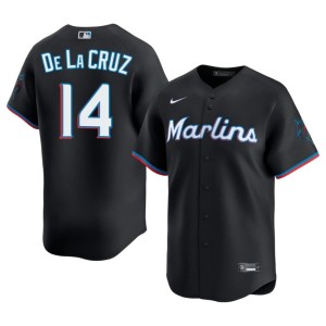 MLB MIA Marlins Black #14 Men Bryan De La Cruz Jersey 743078-538