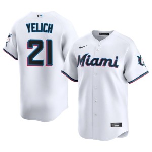 Authentic #21 Christian Yelich Mens White The Fish Jersey 695033-961