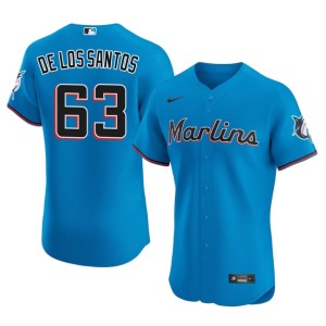 Authentic #63 Deyvison De Los Santos Miami Marlins Blue Mens Jersey 738600-340