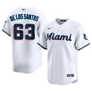 New Deyvison De Los Santos Men #63 MIA Marlins White Jersey 352156-420