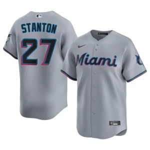 Stitched Giancarlo Stanton Gray Miami Mens #27 Jerseys 128000-364