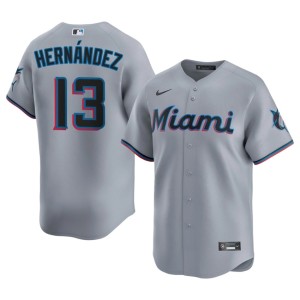 Limited Men's Heriberto Hernandez MIA Marlins #13 Gray Jersey 824057-838