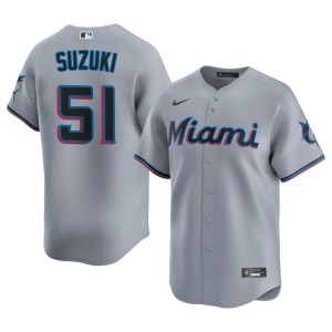 Player Ichiro Suzuki Gray Miami Marlins #51 Mens Jersey 237261-647