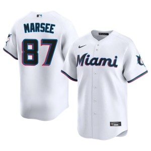 Limited White Marlins Mens #87 Jakob Marsee Jerseys 755693-785
