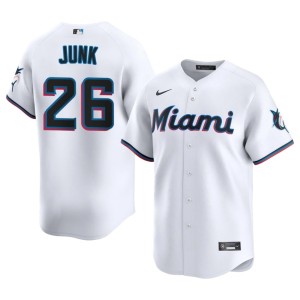 MLB White Miracle Marlins Janson Junk Mens #26 Jersey 495964-515