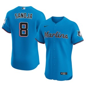 Official Men Blue #8 Javier Sanoja Miami Marlins Jerseys 615464-806