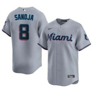 Stitched Javier Sanoja #8 Gray Miami Marlins Mens Jersey 234821-636