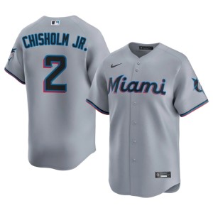 Official Miracle Marlins Gray Jazz Chisholm Jr. Mens #2 Jerseys 875932-312