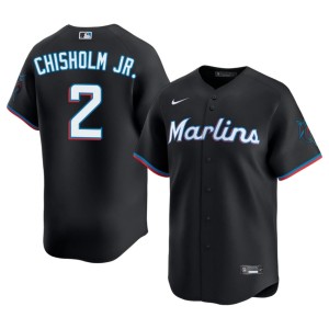 MLB Mens #2 Miracle Marlins Black Jazz Chisholm Jr. Jerseys 533402-464