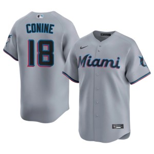 Popular Jeff Conine #18 Gray Miracle Marlins Men's Jerseys 606712-538