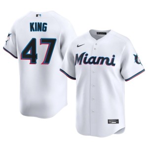 Limited #47 John King Men's Marlins White Jerseys 870872-387