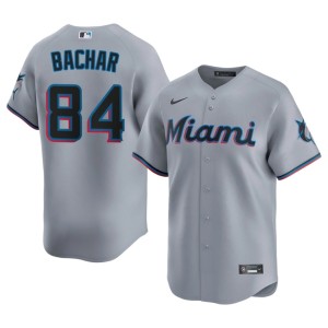 Stitched Miami Marlins Gray Men Lake Bachar #84 Jersey 259157-491