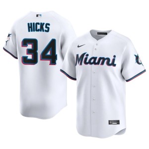 Limited #34 Mens Liam Hicks White Miami Jerseys 449179-193