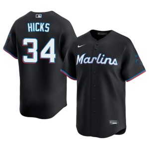 Embroidery Mens Miami #34 Liam Hicks Black Jerseys 682741-674