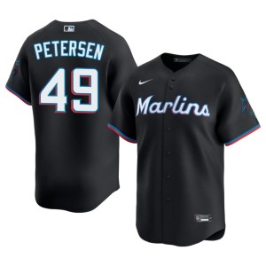 Official Black Miami Marlins #49 Mens Michael Petersen Jerseys 211960-954