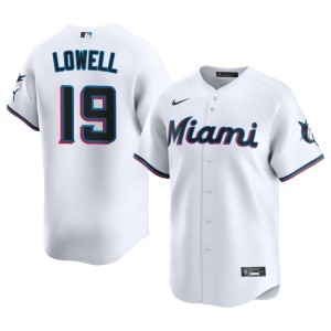 Authentic Marlins White #19 Mike Lowell Men Jersey 361031-731