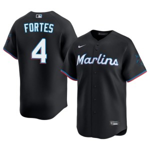 Embroidery Black MIA Marlins Nick Fortes Men #4 Jersey 701835-168