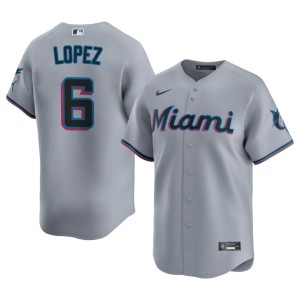 New Men's #6 Otto Lopez Miami Gray Jersey 447523-792