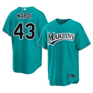New Miami Marlins Andrew Nardi Men's #43 Teal Jersey 976581-494