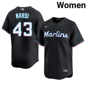 Authentic Black #43 Marlins Women's Andrew Nardi Jerseys 113749-859