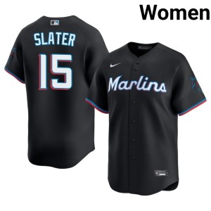 Popular Black MIA Marlins Austin Slater Women's #15 Jerseys 268129-445