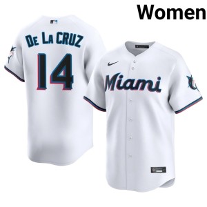 Authentic Bryan De La Cruz White Womens #14 The Fish Jerseys 236073-959