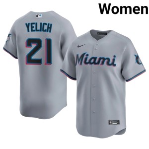 Player The Fightin' Fish Christian Yelich #21 Women Gray Jersey 368686-504