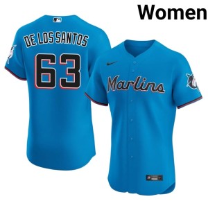 Official Blue #63 Womens Miracle Marlins Deyvison De Los Santos Jersey 865065-296