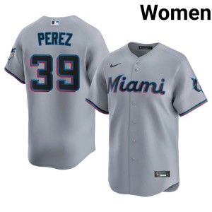 Replica Gray MIA Marlins #39 Eury Perez Women's Jersey 179903-541