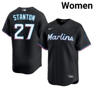 Stitched Miami #27 Giancarlo Stanton Women's Black Jerseys 782278-589