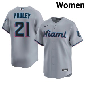 MLB Miami Womens Graham Pauley #21 Gray Jersey 158417-434