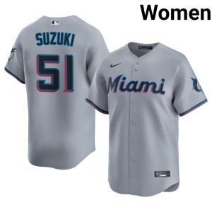 2026-27 Ichiro Suzuki #51 Miracle Marlins Womens Gray Jerseys 961747-831