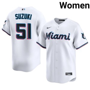 Popular #51 Women MIA Marlins White Ichiro Suzuki Jersey 721325-138