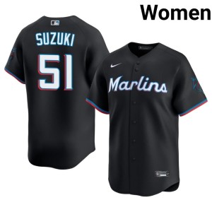Embroidery Black #51 Miracle Marlins Ichiro Suzuki Womens Jersey 826102-902
