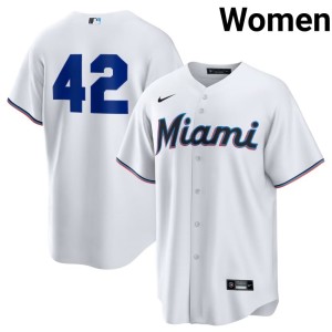 MLB MIA Womens Jackie Robinson Day #42 White Jersey 563919-356