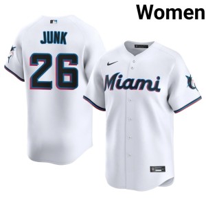 New White #26 Janson Junk Miracle Marlins Women Jersey 940111-296