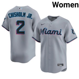Limited Gray Jazz Chisholm Jr. #2 MIA Marlins Womens Jerseys 770882-540