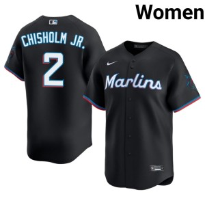 Limited Jazz Chisholm Jr. Womens #2 Miami Marlins Black Jerseys 868754-883