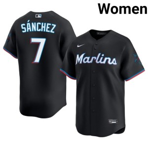 2026 #7 Women Miami Marlins Black Jesus Sanchez Jerseys 404277-393