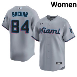 Embroidery Miami Marlins Women Gray #84 Lake Bachar Jersey 583423-348