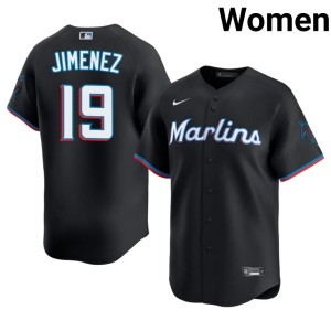 Embroidery Black Women's #19 Leo Jimenez MIA Marlins Jersey 291685-542