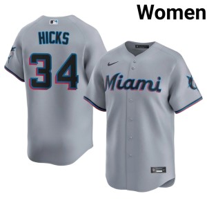Authentic Gray Women #34 MIA Liam Hicks Jerseys 988709-320