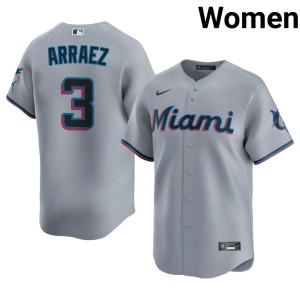 Stitched #3 Women's Miami Marlins Gray Luis Arraez Jerseys 991187-398