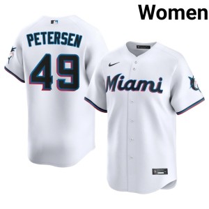 Official Marlins Women's White #49 Michael Petersen Jersey 520092-196
