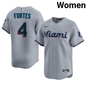 New Nick Fortes Women's Miami Marlins #4 Gray Jerseys 134670-129