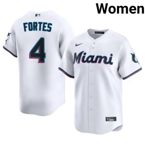 Embroidery #4 Nick Fortes Women Miracle Marlins White Jerseys 647970-145