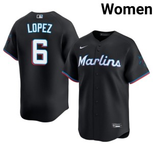 Official Otto Lopez Womens #6 MIA Marlins Black Jerseys 567899-884
