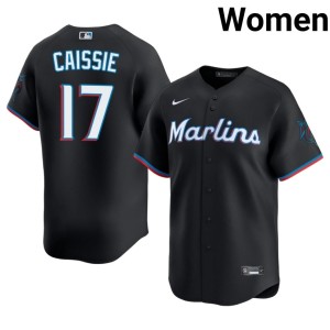 Embroidery MIA Marlins Black Women's Owen Caissie #17 Jerseys 234730-864